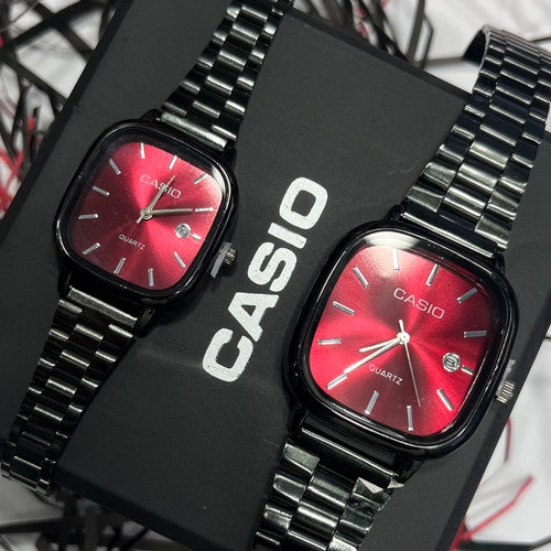 casio couple watches black and red