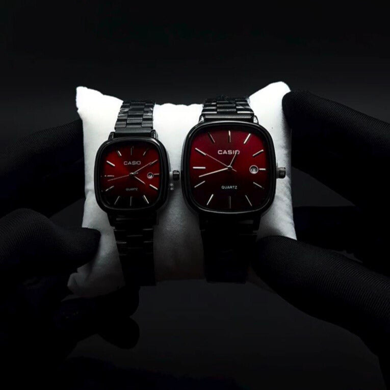 casio couple watches black and red