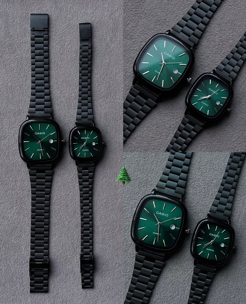 casio couple watches black and green
