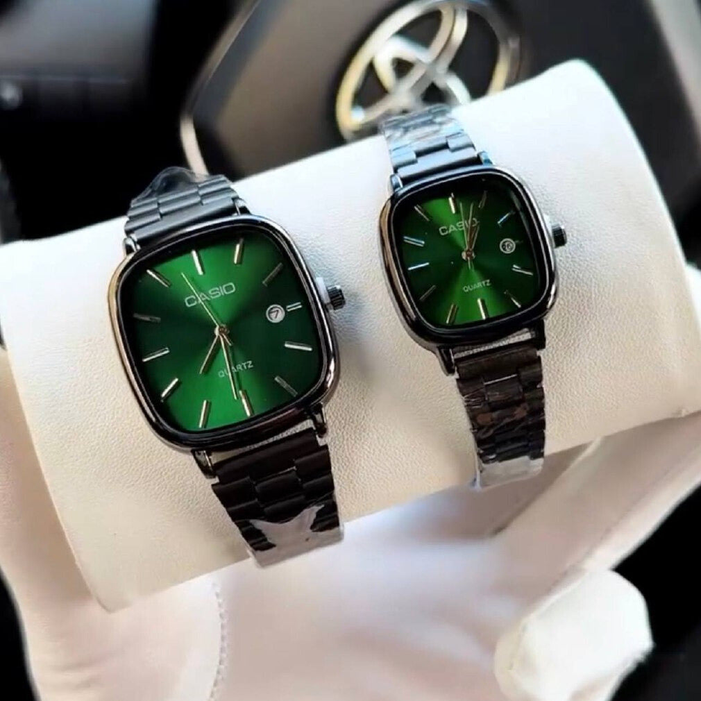 casio couple watches black and green