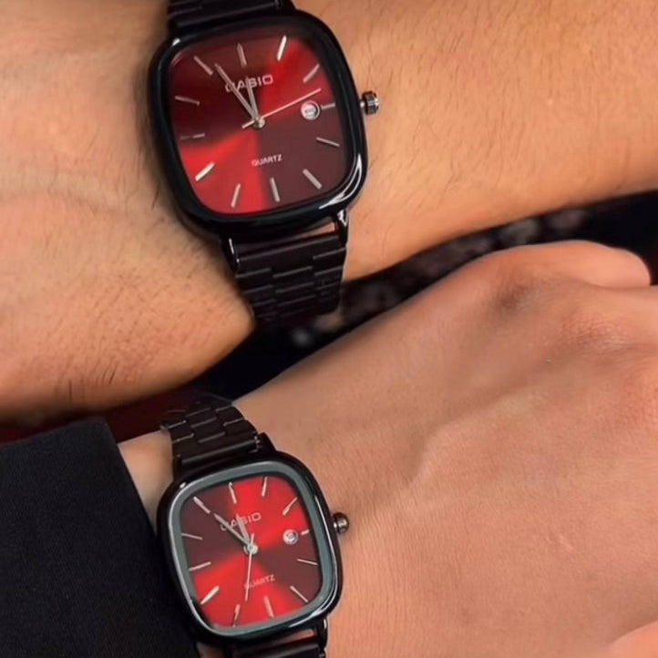 casio couple watches black and red